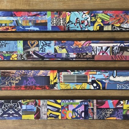 Collage de mes morceaux de photos sur palette en bois